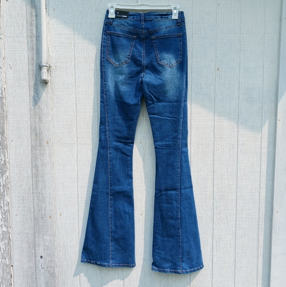 Fashion Nova Sz 1 Not What It Seams Split Hem High Waist Jeans Womens - Picture 6 of 7